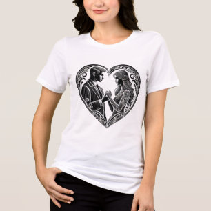 En Tri-matière T-Shirt Design Amour Minimaliste