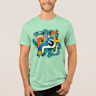 En Tri-matière T-shirt d'impression numérique - Abstrait éclabous