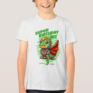 En Tri-matière T-Shirt Dino Super Garçon d'Anniversaire (Âge Modi