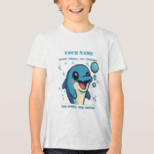 En Tri-matière T-shirt Dolphin Pixel personnalisé — Nom personnal