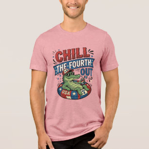 En Tri-matière T-shirt drôle d'alligator pour le quatre juillet