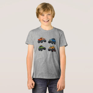En Tri-matière T-shirt Enfant Monster Truck avec Nom Personnalisé