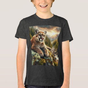 En Tri-matière T-Shirt Enfant Mountain Lion au Lever du Soleil
