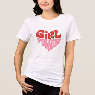 En Tri-matière T-shirt Féministe Cœur Girl Power Rouge Rose Citat