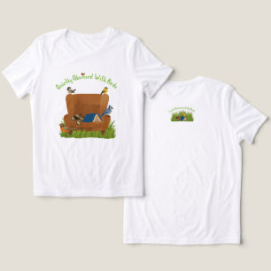 En Tri-matière T-Shirt Femme Amour d'Oiseaux