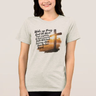 En Tri-matière T-shirt femme Réveillez-vous, Priez, Lisez la Paro