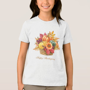 En Tri-matière T-shirt fille Citrouille de Thanksgiving