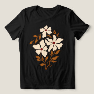En Tri-matière T-Shirt Fleuri Abstrait pour Femme Golden Petal