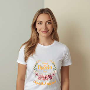 En Tri-matière T-Shirt Floral Personnalisé Joyeuse Fête des Mères