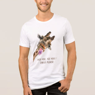 En Tri-matière T-shirt Giraffe amusant Texte personnalisé