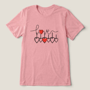En Tri-matière T-shirt graphique à cœurs suspendus "Amour" - Cute