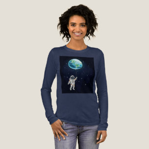 En Tri-matière T-shirt graphique de l'astronaute Earth Balloon