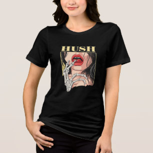 En Tri-matière T-shirt graphique pour femmes HUSH – Art esthétiqu