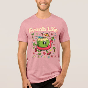 En Tri-matière T-shirt graphique unisexe noix de coco Beach Life