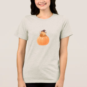 En Tri-matière T-shirt Halloween Citrouille Capybara Mignon