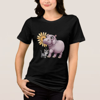 En Tri-matière T-shirt Hippo et Chat Chats-a-Tonic (Style 1)