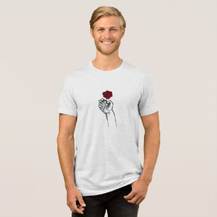 En Tri-matière T-shirt homme Minimal Art Main tenant une Rose
