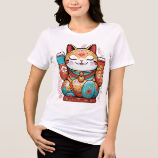 En Tri-matière  T-Shirt Japanese Lucky Cat (Maneki-neko) – Symbol