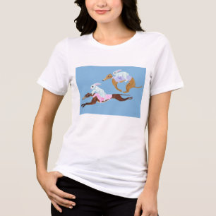 En Tri-matière T-Shirt Lévriers à cheval sur des lapins