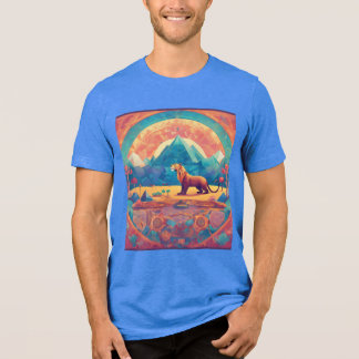 En Tri-matière T-shirt Lion géométrique d'inspiration tribale