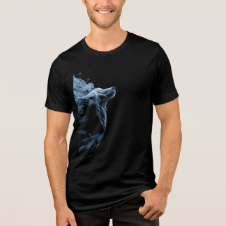 En Tri-matière T-Shirt Loup Fumée Bleue | Graphisme de Loup Mysti
