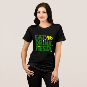 En Tri-matière T-Shirt Minimal Rétro Fête Manger Boire