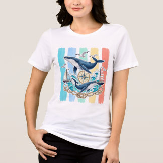 En Tri-matière T-Shirt Nautique Baleine Côtière d'Été