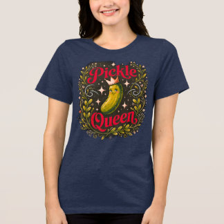 En Tri-matière T-Shirt Navy Blue Pickle Queen - Élégant Floral &