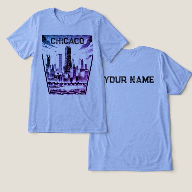 En Tri-matière T-shirt noir Chicago (Design Recto & Verso)