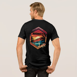 En Tri-matière T-shirt noir Nature Coucher de soleil Palms minima