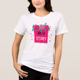 En Tri-matière T-Shirt 'Nouvelle Histoire' Floral Vibrant - Roman