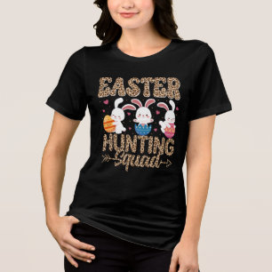 En Tri-matière T-Shirt Pâques Lapin Œufs Carreaux Imprimé Léopard