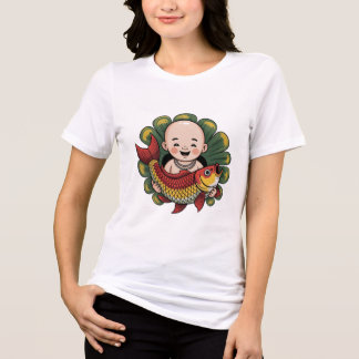 En Tri-matière T-shirt | Petit garçon avec Lucky Koi