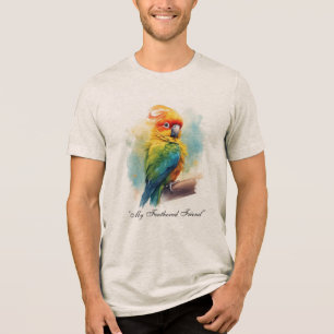 En Tri-matière T-Shirt Portrait de Compagnon Oiseau à l'Aquarelle