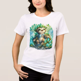 En Tri-matière T-shirt pour femme Paresseux de cristal mignon | F