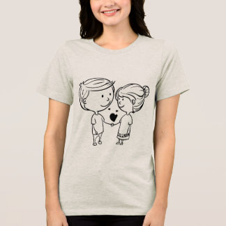 En Tri-matière T-shirt pour femmes joli couple