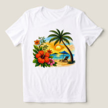 T-shirt pour femmes Tropical Paradise Sunset Beach