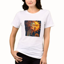 T-Shirt Sun and Moon Face – Tee-shirt d'Art Célest
