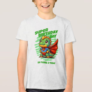 En Tri-matière T-Shirt Super Garçon d'Anniversaire - Nom et Âge P