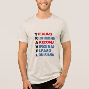 En Tri-matière T-shirt Tri blend avoine TRAVEL USA