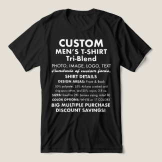 En Tri-matière T-shirt triblend noir personnalisé pour hommes