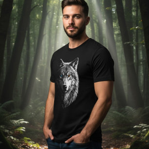 En Tri-matière T-shirt unisexe aux yeux hétérochromes Loup Mystiq