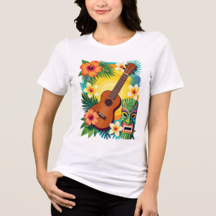 En Tri-matière T-Shirt Vibes de Fête Tiki Ukulele Tropical Luau
