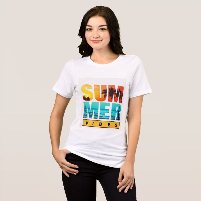 En Tri-matière T-Shirt Vibes Été - Coucher de soleil et océan vib (Recto plein)