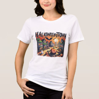 En Tri-matière T-Shirt Village d'Halloween - Enchantant Scène Éff