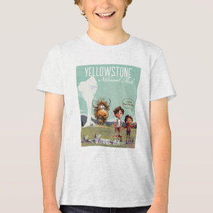 En Tri-matière T-shirt Yellowstone enfants drôles bison buffle