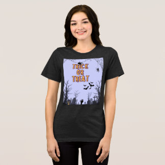 En Tri-matière Trick ou traiter Halloween T-shirt femmes, enfants