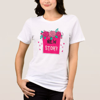 En Tri-matière Vibrant Floral 'New Story' T-Shirt - Romantic