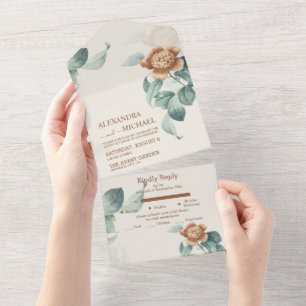 En Un Fleurs Botaniques Vintage Mariage Invitation Tout