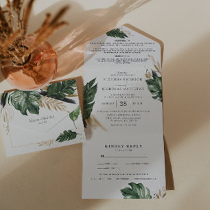 En Un La verdure tropicale   Invitation de mariage tout 